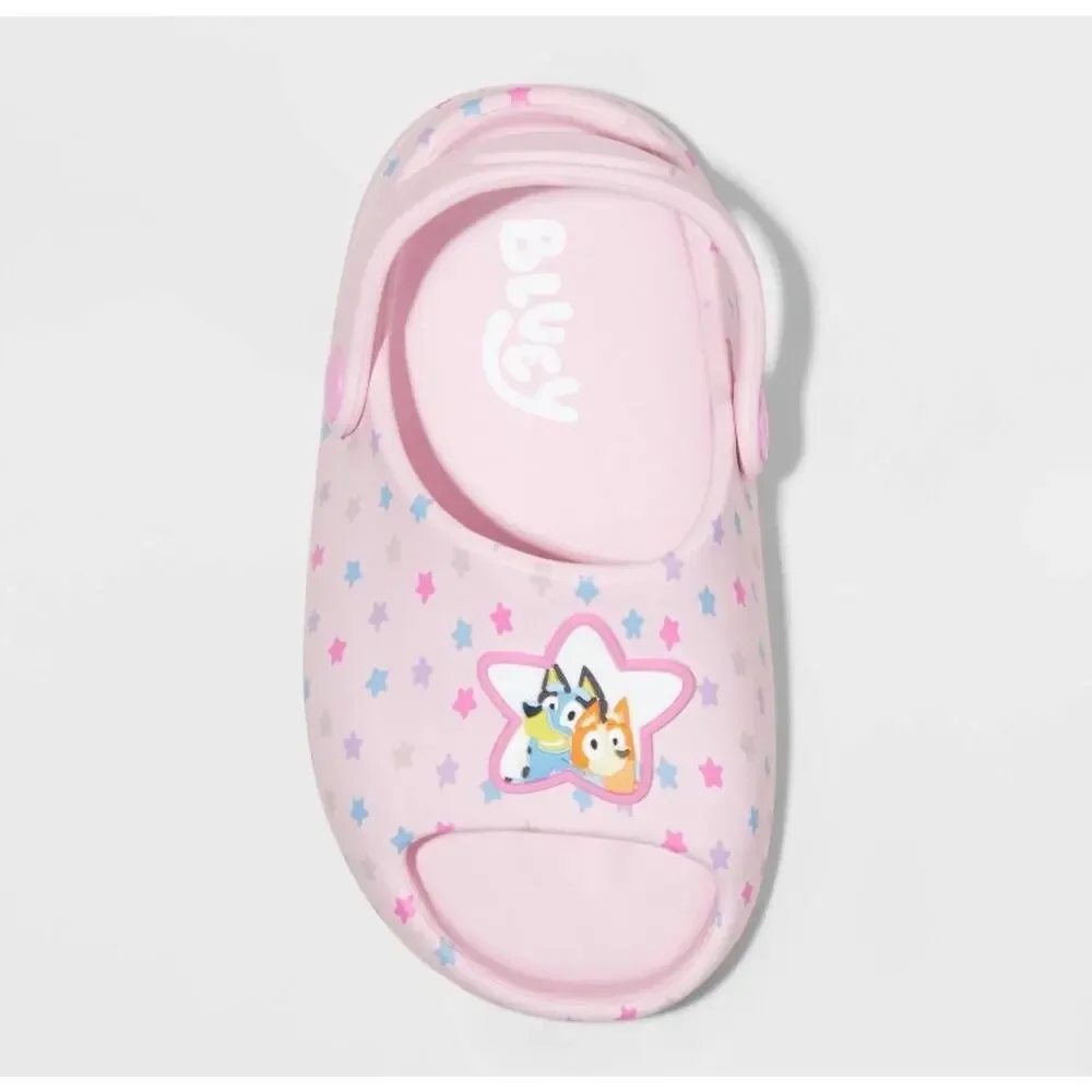 Bluey Toddler Girls Pink Star Comfort Clog Sandals Slingback Shoes Size 9T